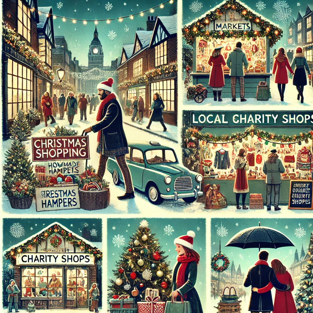 A-festive-Christmas-shopping-scene-in-the-UK-with-decorated-streets-people-shopping-at-local-markets-and-charity-shops-and-a-cozy-budget-friendly