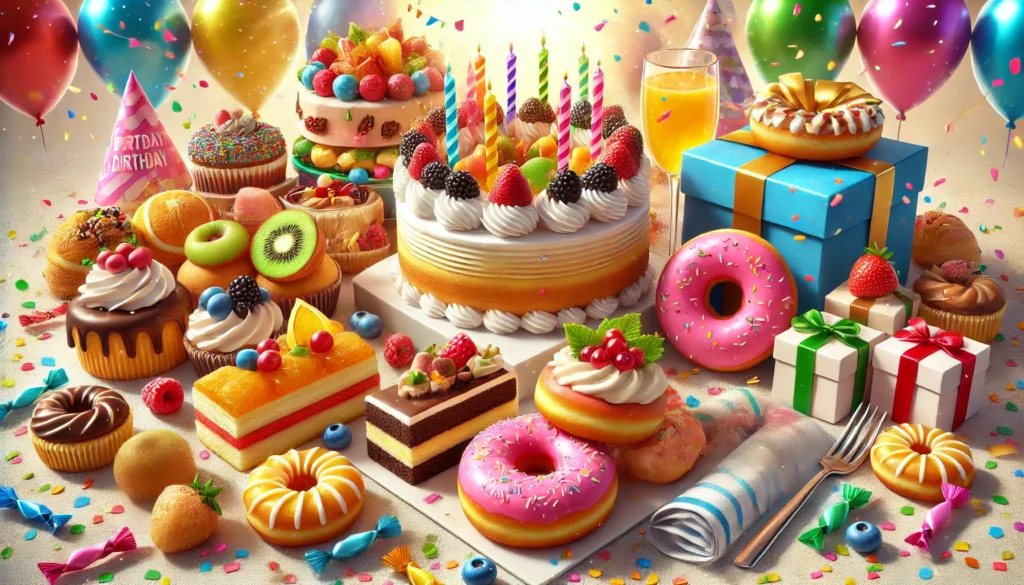 birthday freebies image 1. free cakes, donuts, and food