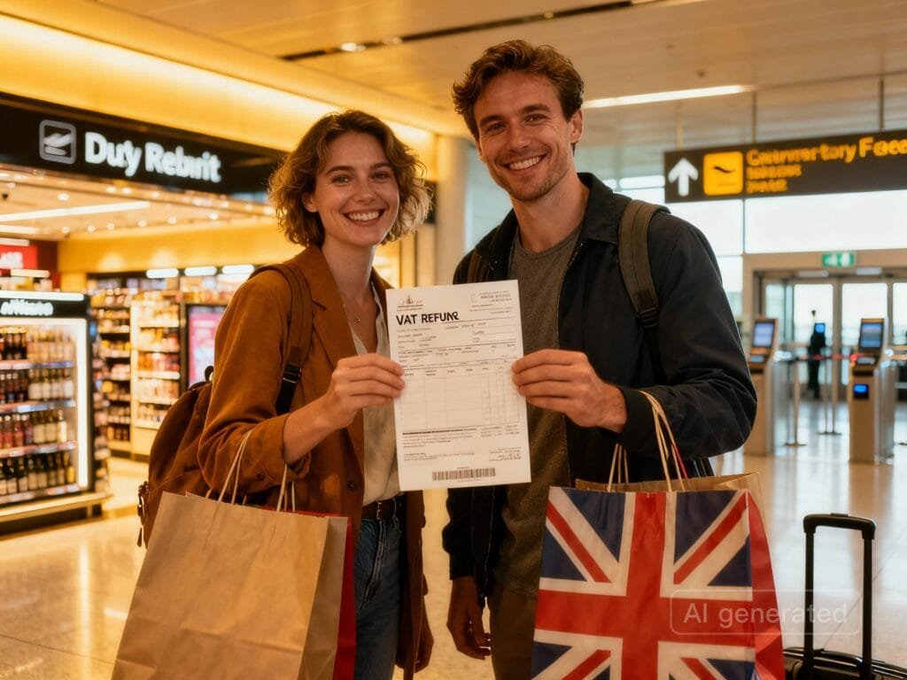 a couple holding a VAT refund form