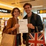 a couple holding a VAT refund form