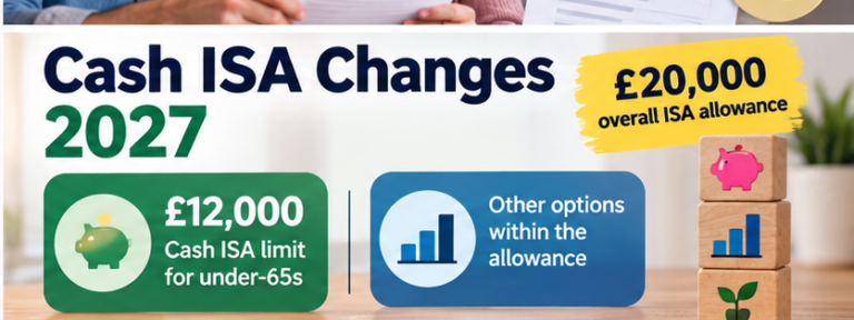 Cash ISA changes 2027 – £12,000 Cash ISA limit for under-65s within £20,000 overall ISA allowance