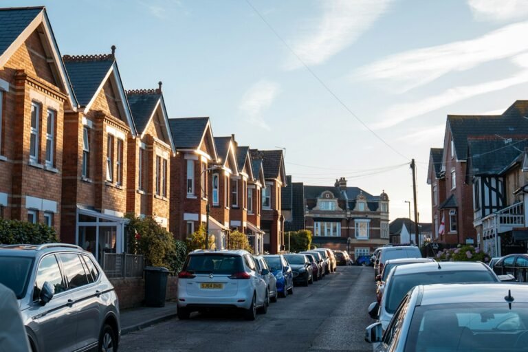 Residential street representing preparing finances and bank statements for a mortgage application