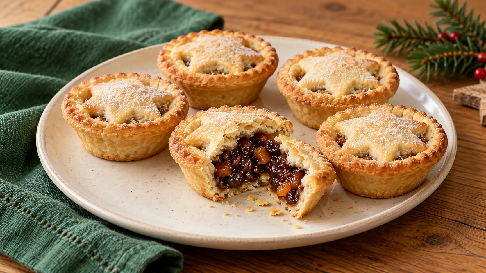 Generic mince pies on a plate illustrating a Christmas food price comparison