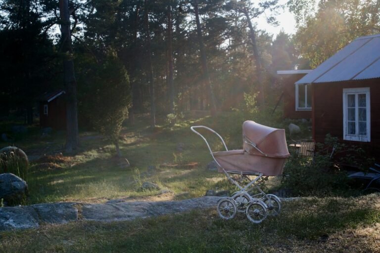 Baby pram outdoors representing baby equipment shopping