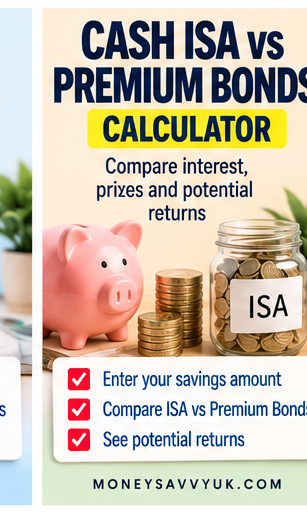 Cash ISA vs Premium Bonds calculator UK comparing interest and potential returns