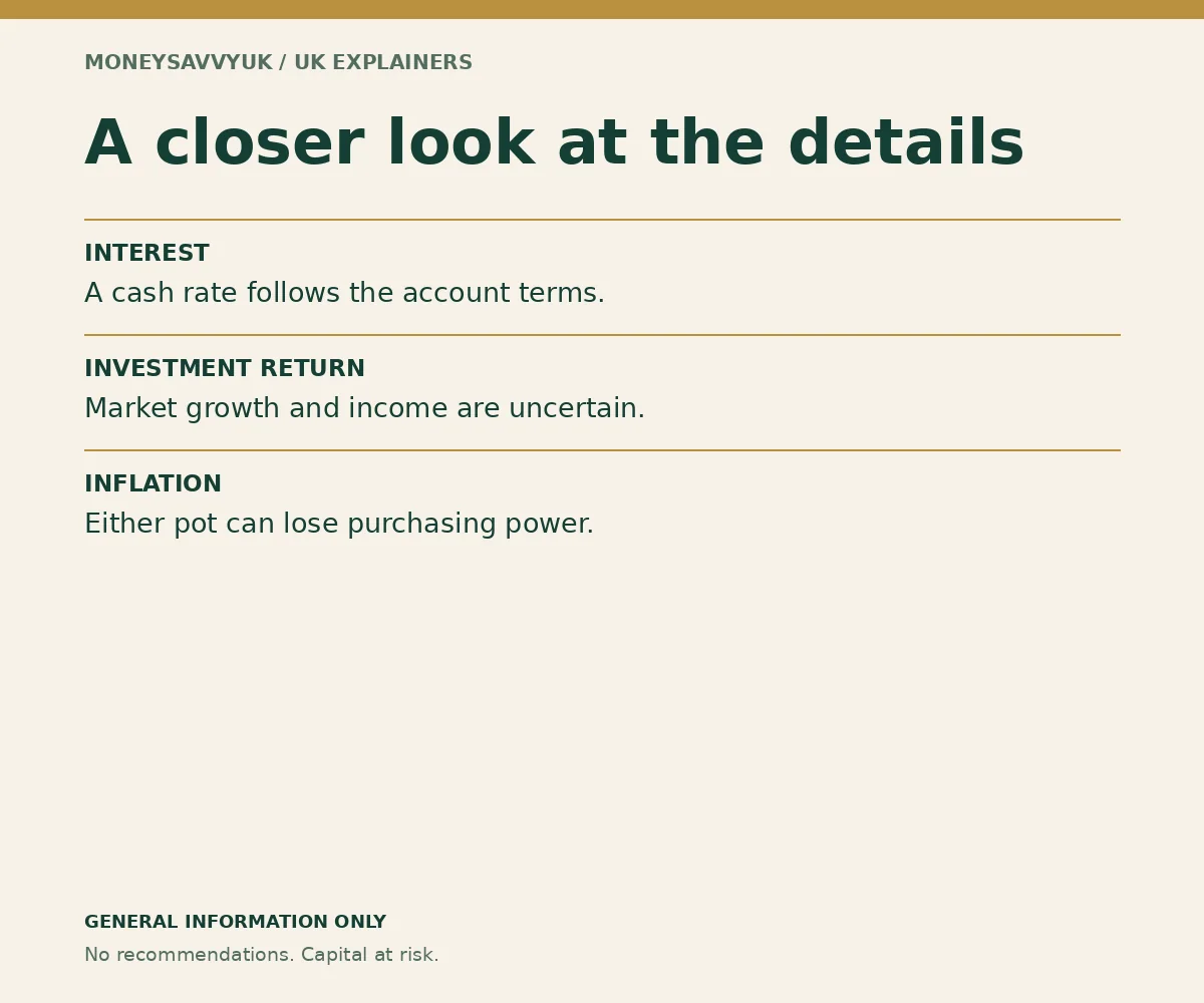 cash ISA vs stocks and shares ISA: worked details and conditions