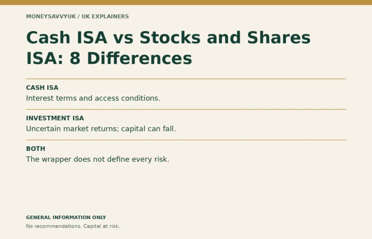 Cash ISA vs Stocks and Shares ISA: 8 Differences: UK information guide