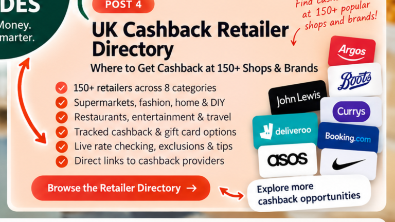 UK cashback retailer directory covering shops and brands