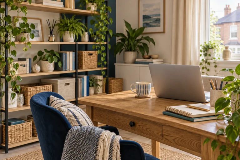 Home workspace illustrating Amazon affiliate niche planning for Pinterest UK