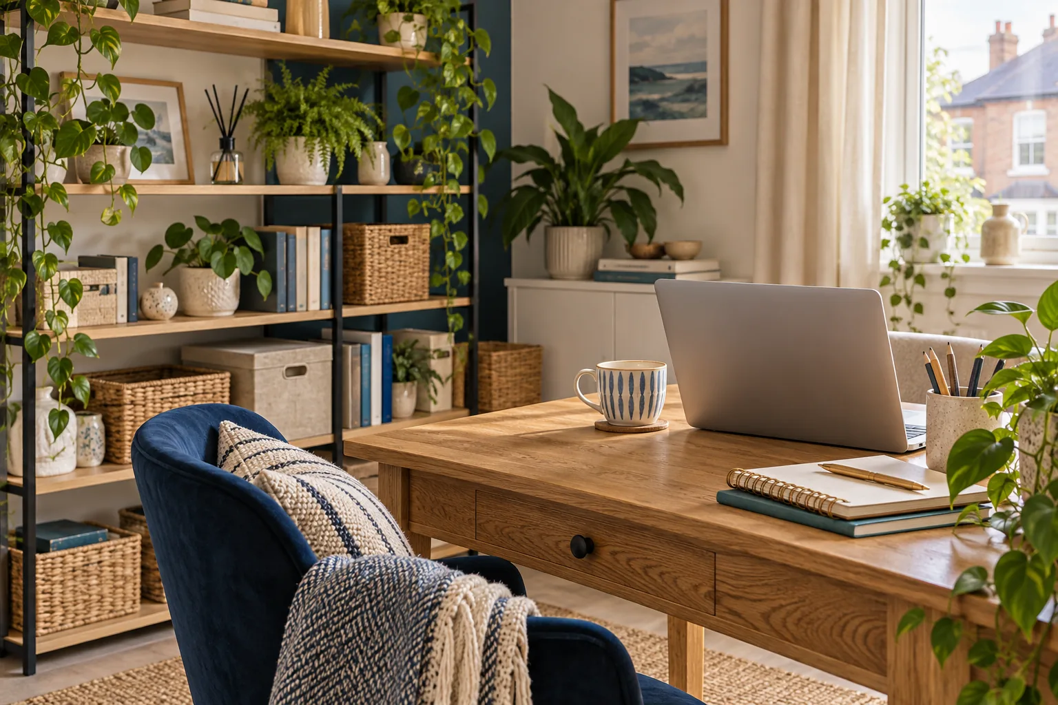 Home workspace illustrating Amazon affiliate niche planning for Pinterest UK