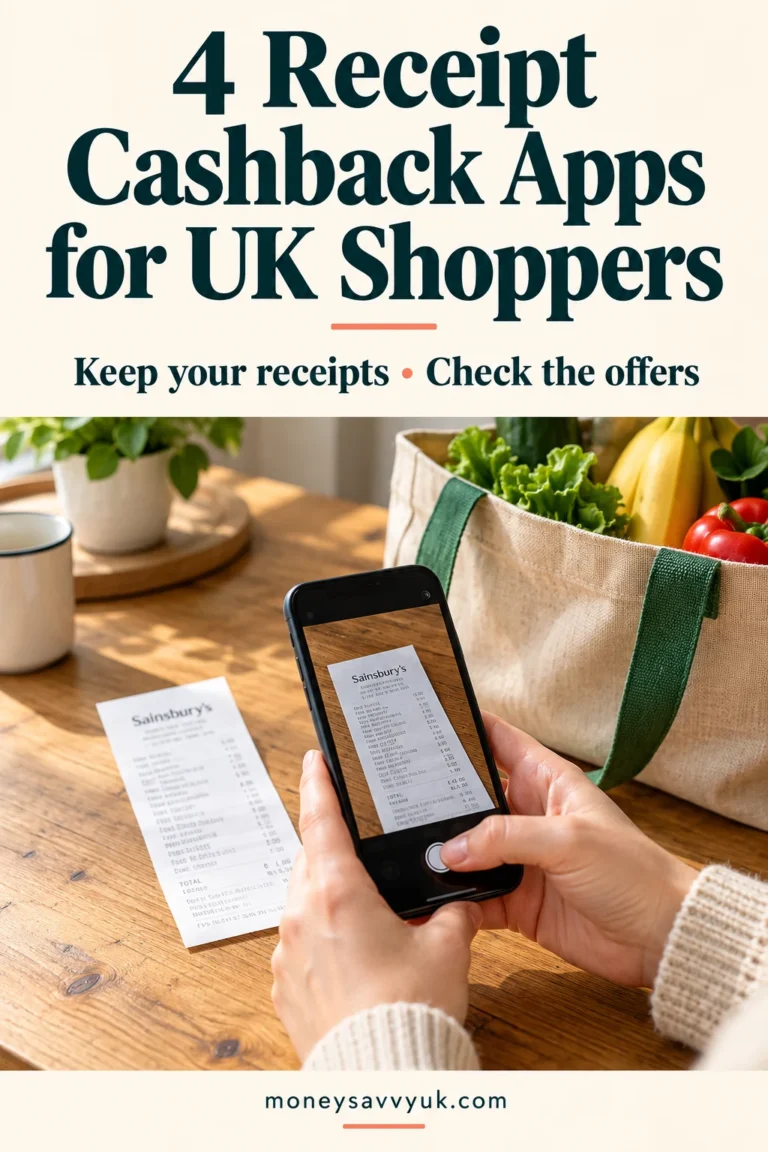 Best Receipt Cashback Apps UK: Shopmium, Shoppix & More — UK guide Pinterest graphic