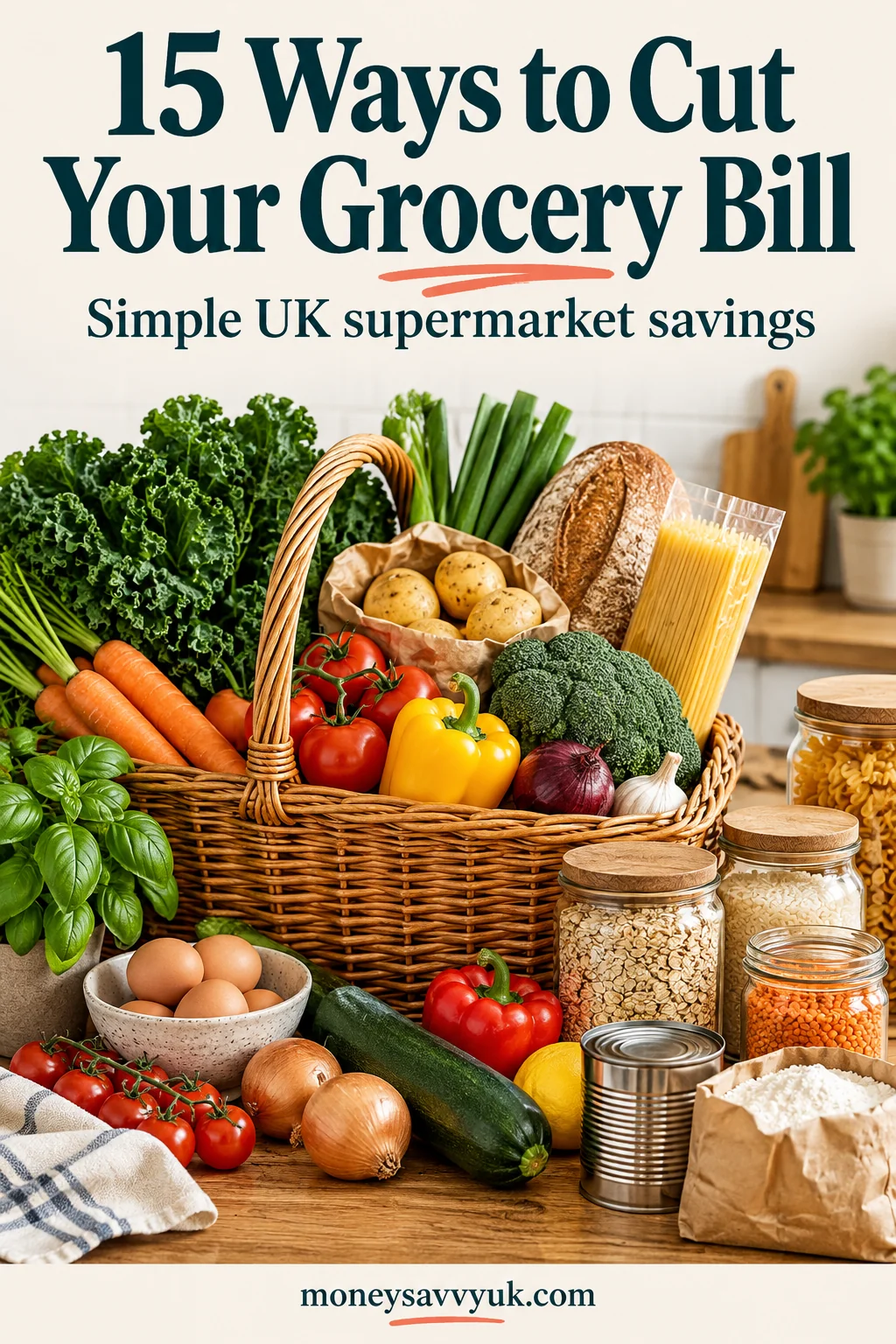 How to Cut Your Grocery Bill UK: 15 Ways That Really Work — Pinterest graphic