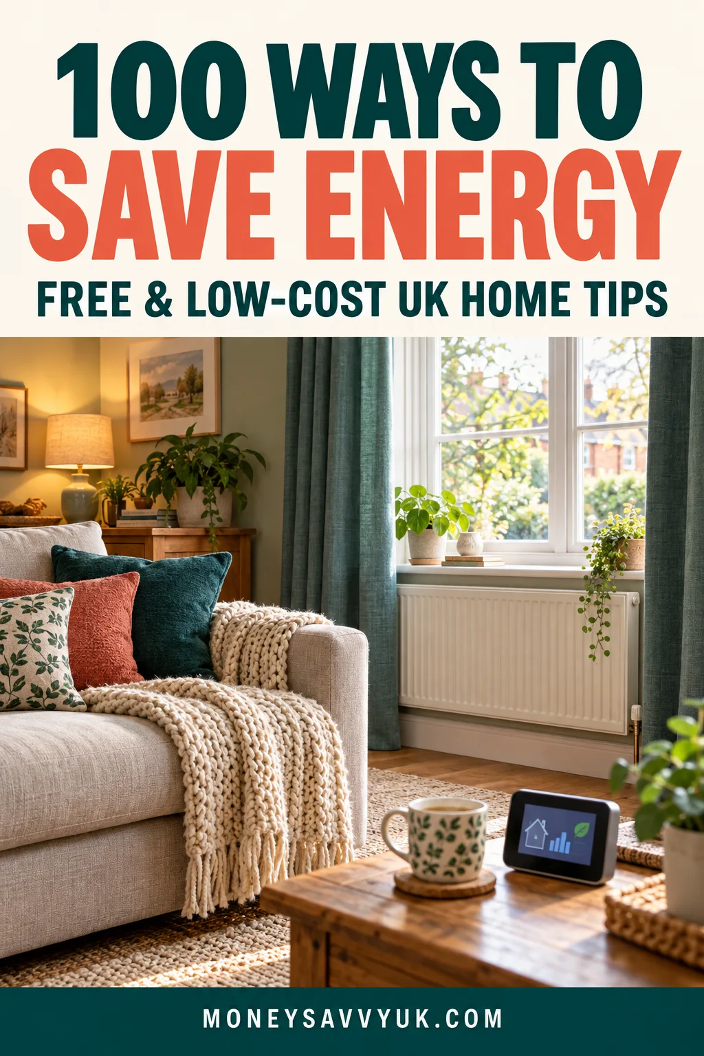 100 Ways to Save Energy at Home UK (Cheap and Free Tips) - original MoneySavvyUK guide image
