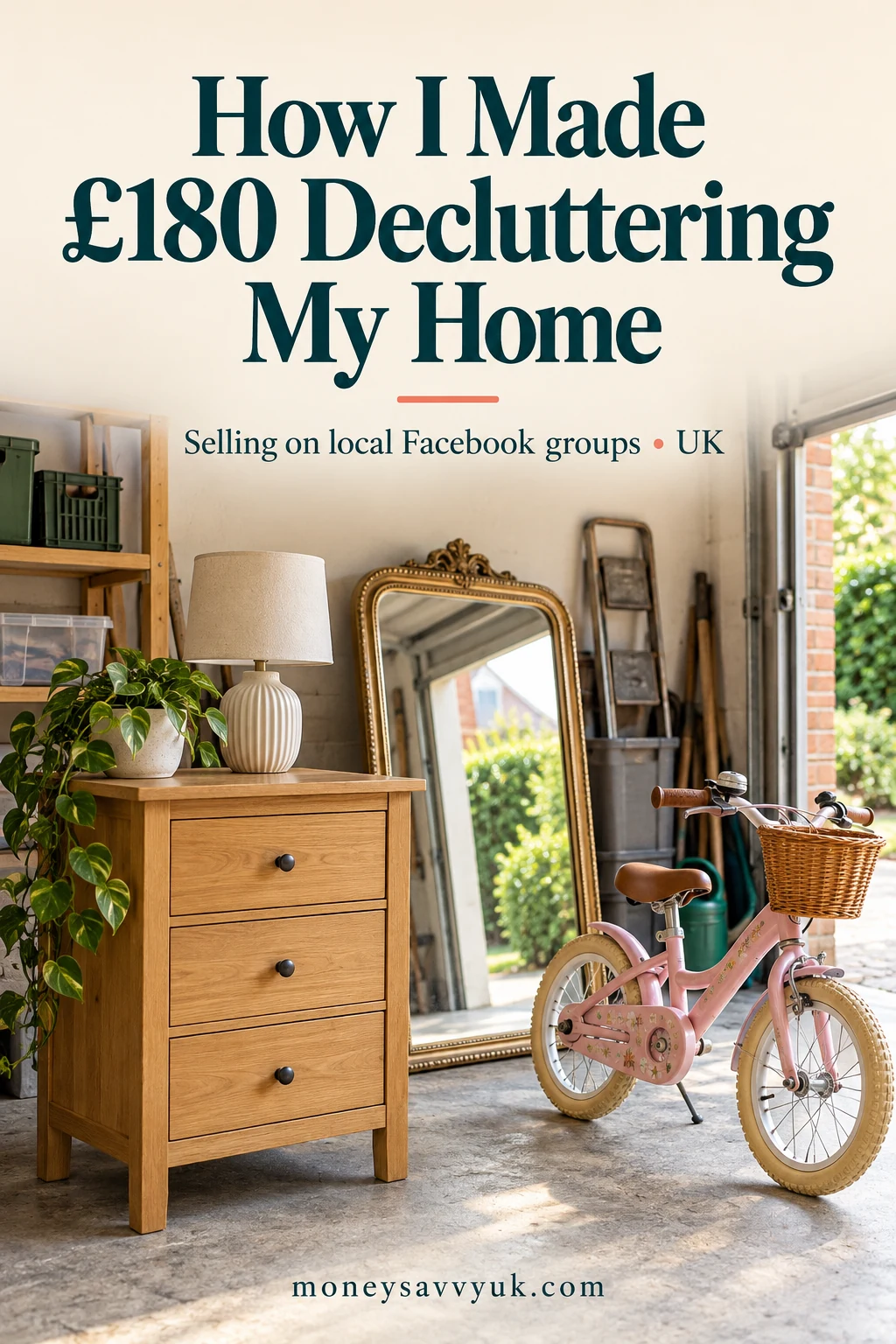 How I Made £180 Decluttering and Selling on Facebook (UK) — UK guide Pinterest graphic