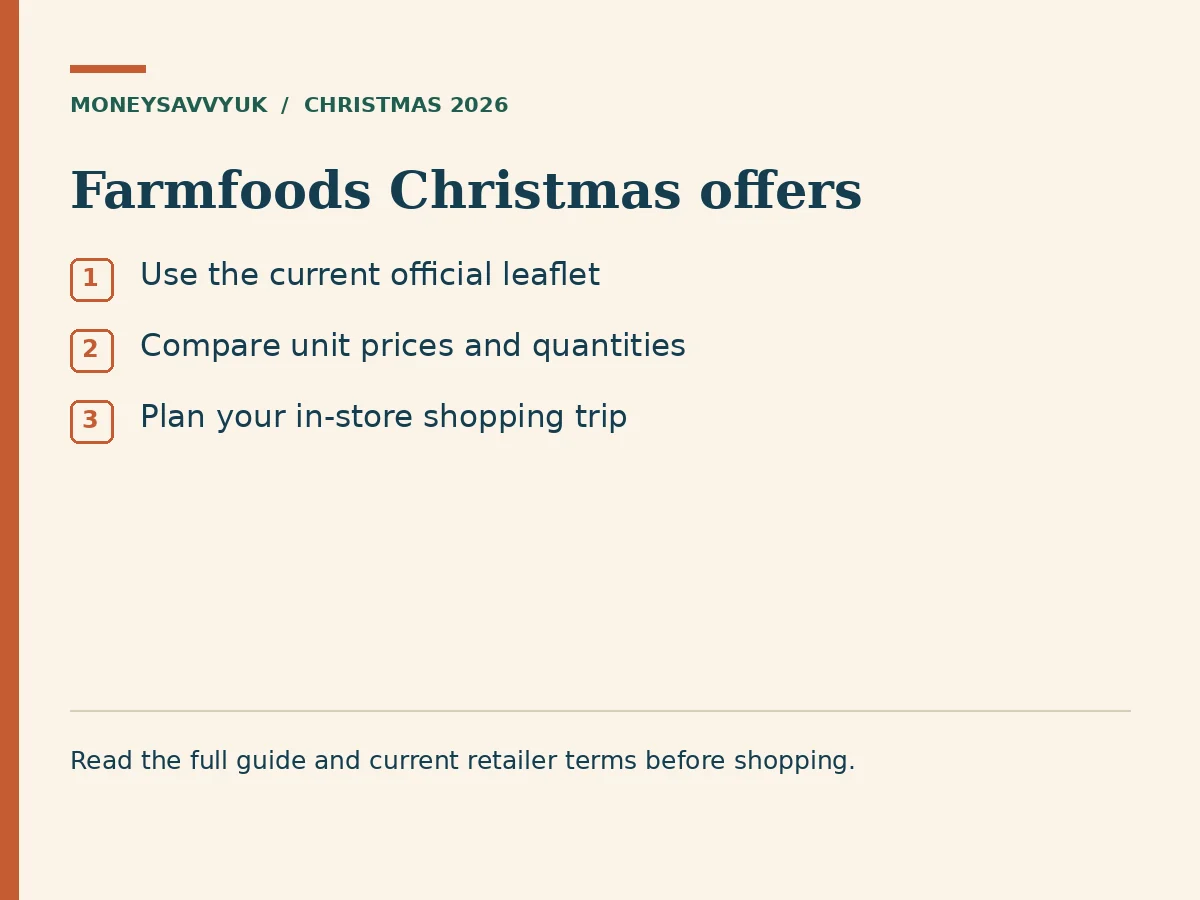 Farmfoods Christmas offers: Use the current official leaflet; Compare unit prices and quantities; Plan your in-store shopping trip