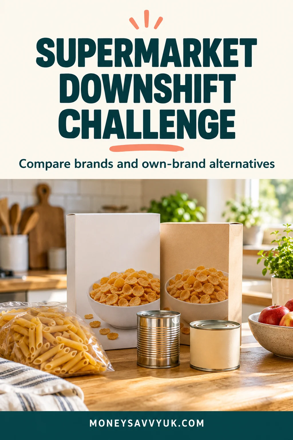 Supermarket Downshift Challenge UK: How I Save by Trying Cheaper Brands — MoneySavvyUK Pinterest guide
