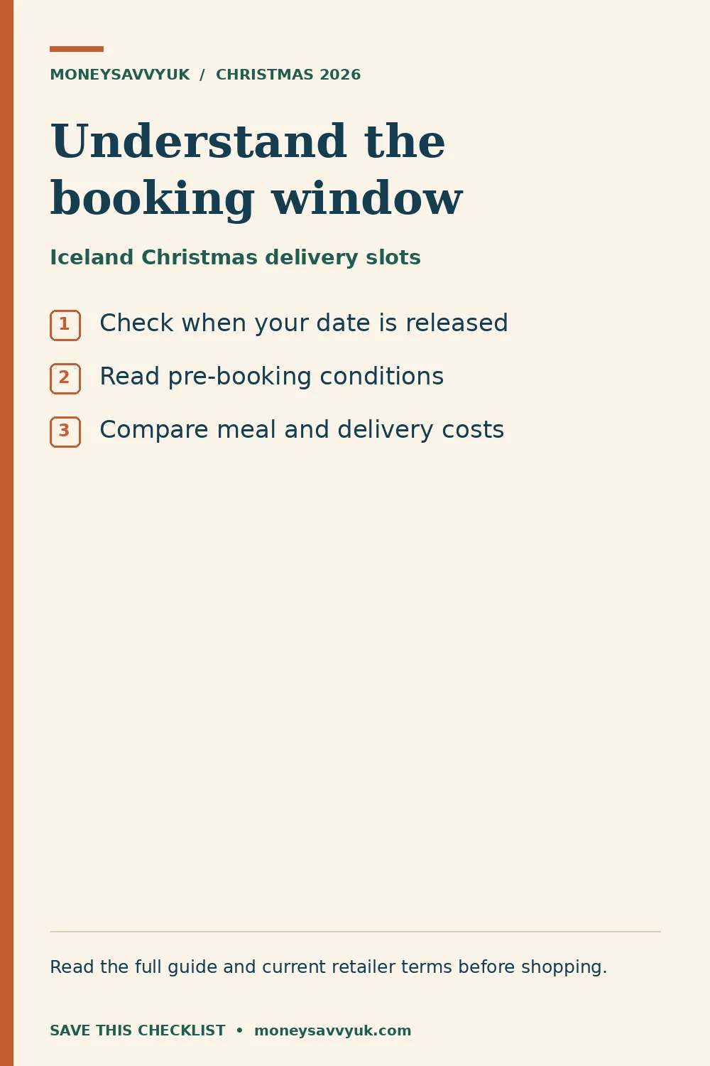 Iceland Christmas delivery slots: Check when your date is released; Read pre-booking conditions; Compare meal and delivery costs