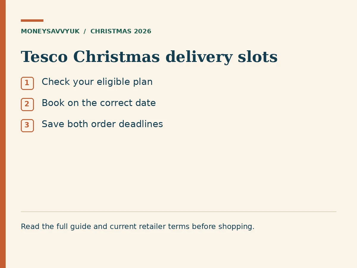 Tesco Christmas delivery slots: Check your eligible plan; Book on the correct date; Save both order deadlines